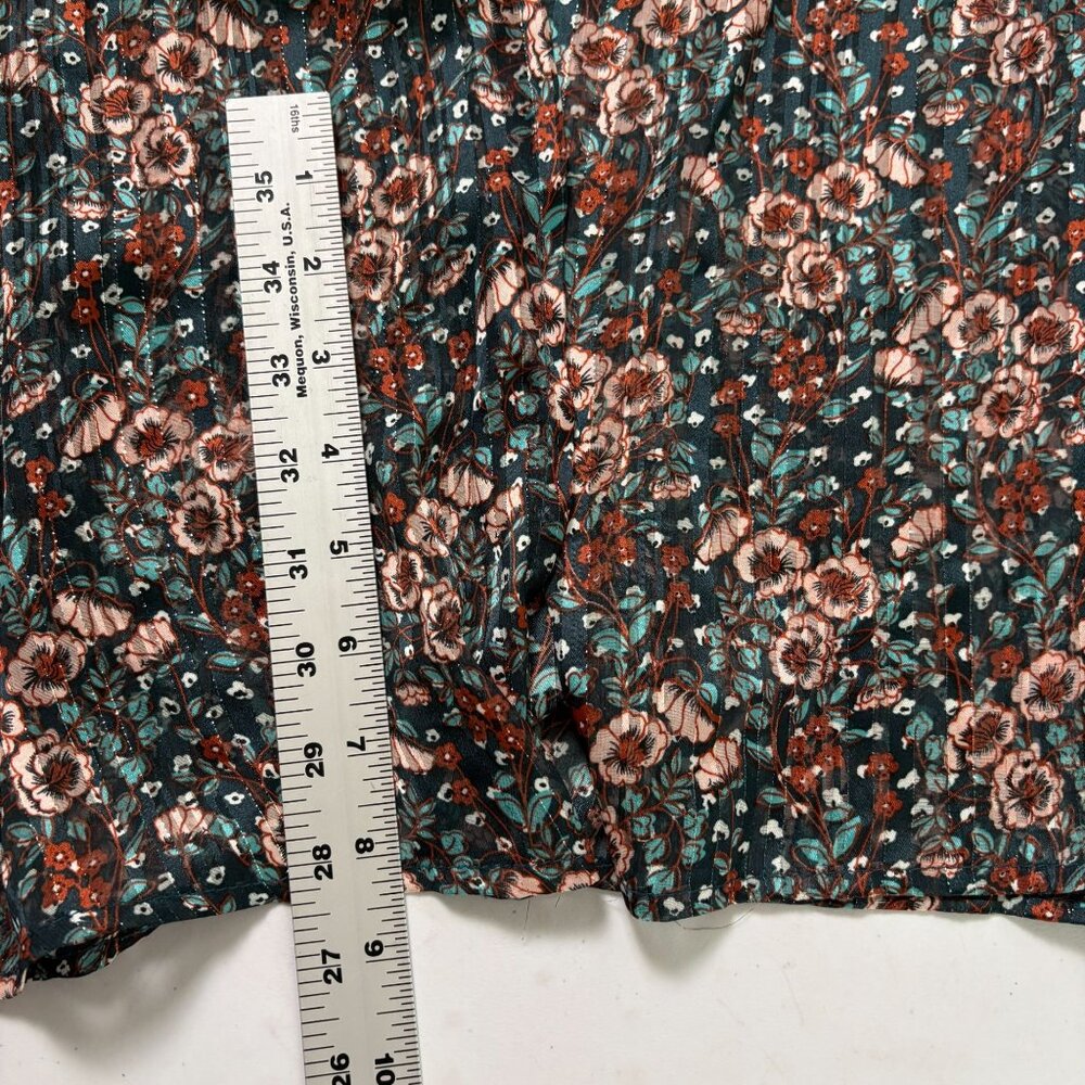 Vera & Lucy Midi Dress Womens L Blue Brown Floral V Neck Boho Gypsy NWT - Picture 10 of 12